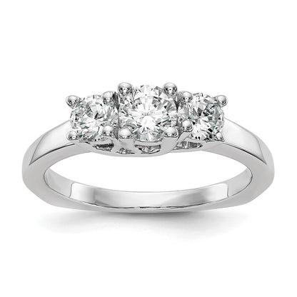 14K White Gold 3 Stone Simulated Diamond Engagement Ring
