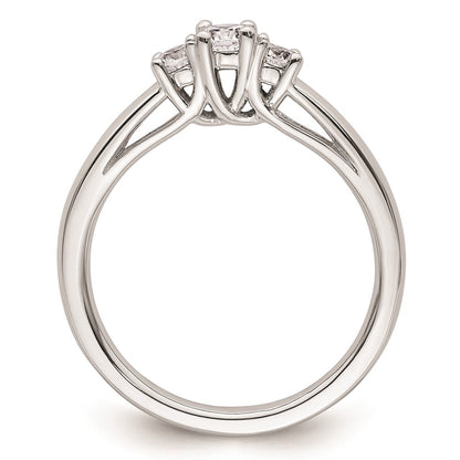 0.17ct. CZ Solid Real 14K White Gold 3-Stone Engagement Ring