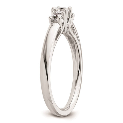 0.17ct. CZ Solid Real 14K White Gold 3-Stone Engagement Ring