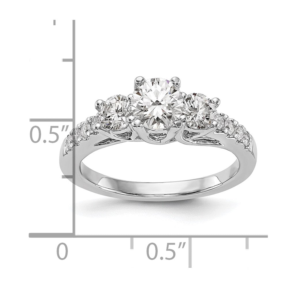14k White Gold 1 1/5 Ct. Lab Grown Diamond VS/SI+ G+ Complete Size 7 Three Stone Engagement Ring