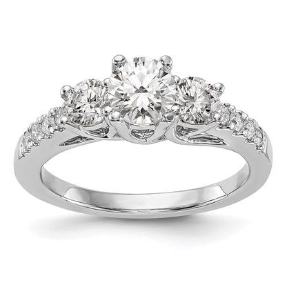 14k White Gold 1 1/5 Ct. Lab Grown Diamond VS/SI+ G+ Complete Size 7 Three Stone Engagement Ring