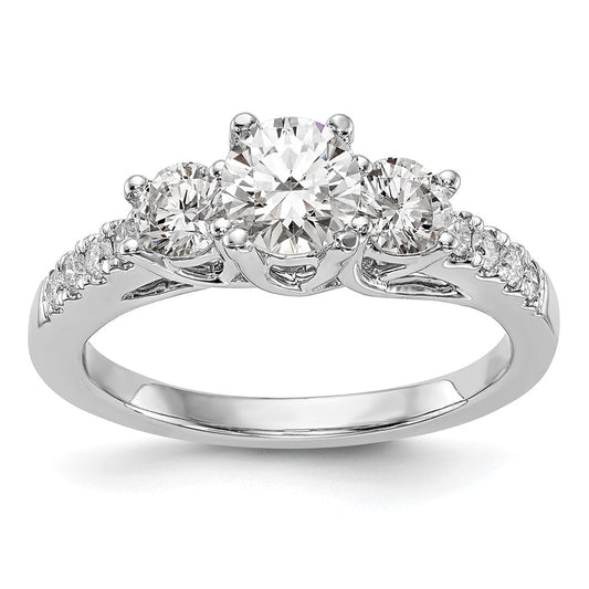 14k White Gold 1 1/5 Ct. Lab Grown Diamond VS/SI+ G+ Complete Size 7 Three Stone Engagement Ring