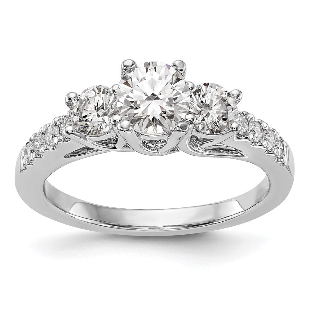 14k White Gold 1 1/5 Ct. Lab Grown Diamond VS/SI+ G+ Three Stone Engagement Ring