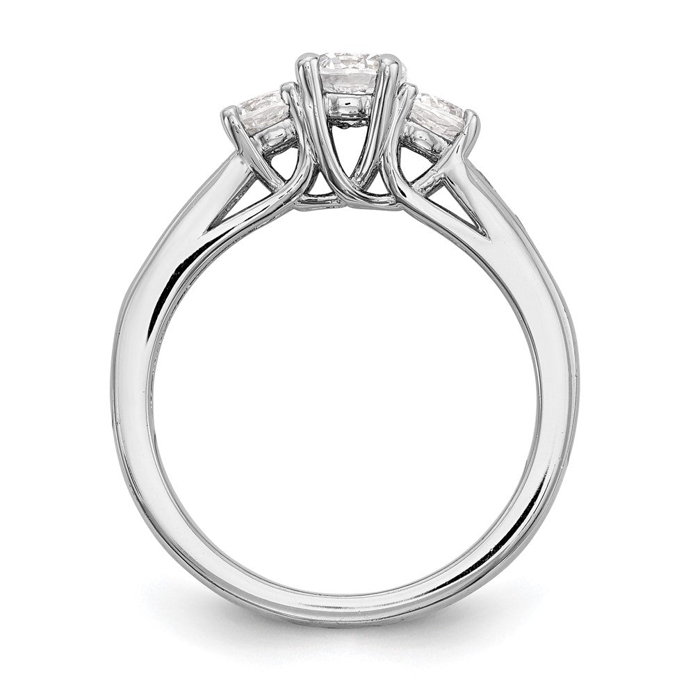 14K White Gold 1 Carat Lab Grown Diamond Vs/Si+ G+ Round Complete Three Stone Engagement Ring