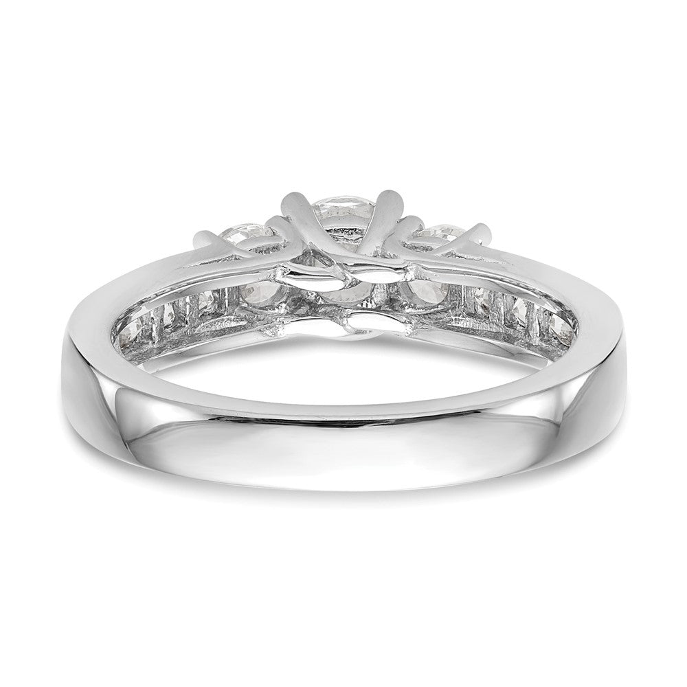 14K White Gold 1 Carat Lab Grown Diamond Vs/Si+ G+ Round Complete Three Stone Engagement Ring