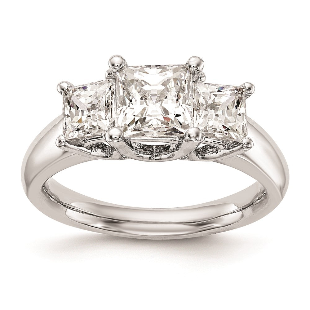 0.16ct. CZ Solid Real 14K White Gold 3-Stone Engagement Ring