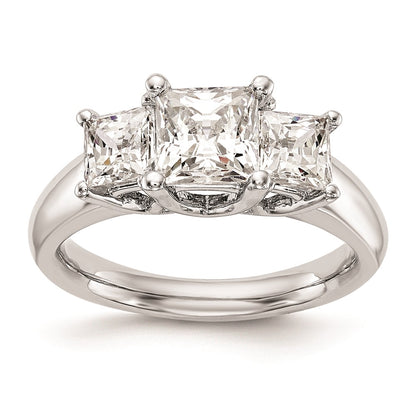 0.16ct. CZ Solid Real 14K White Gold 3-Stone Engagement Ring