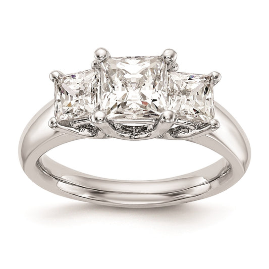 0.16ct. CZ Solid Real 14K White Gold 3-Stone Engagement Ring