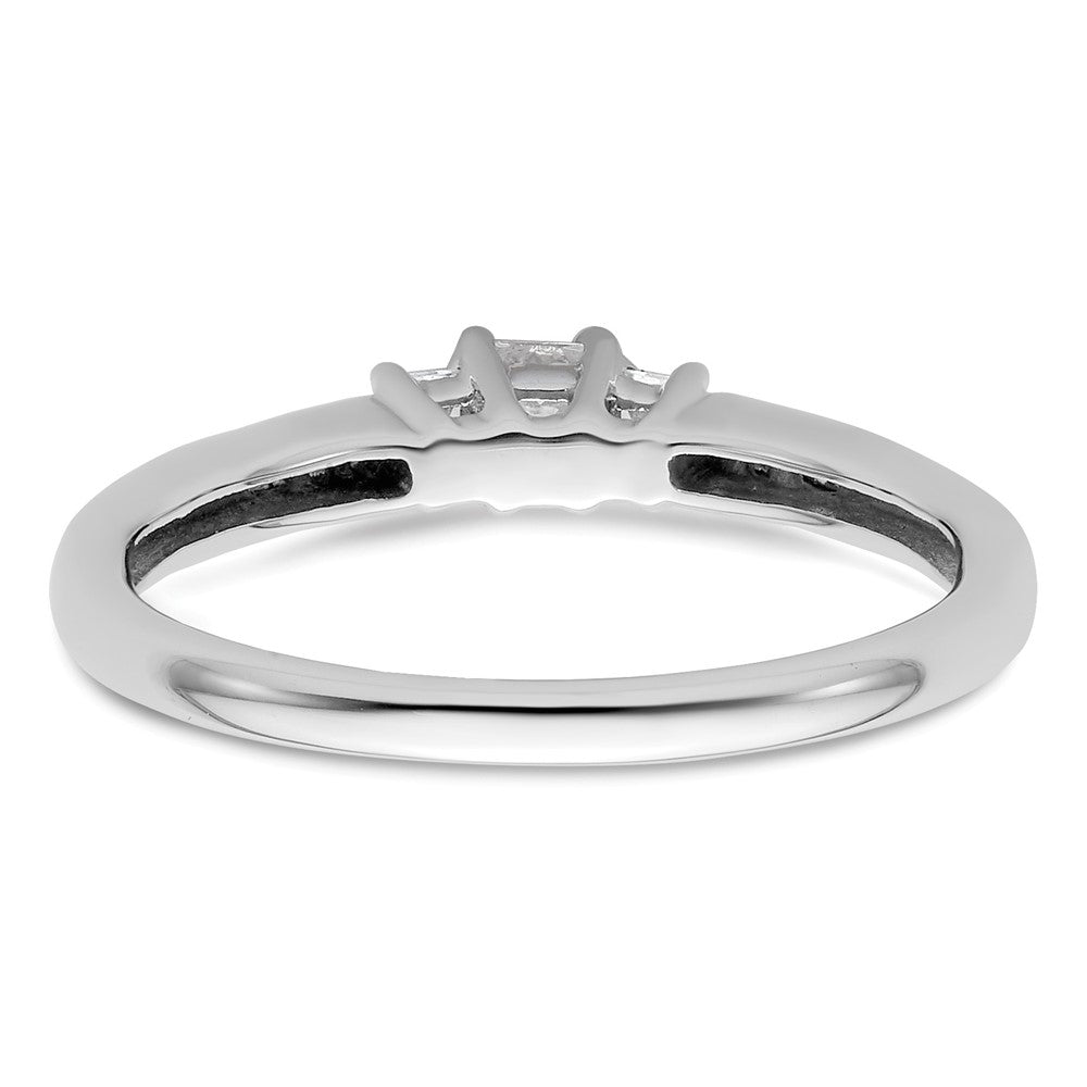 0.16ct. CZ Solid Real 14K White Gold 3-Stone Engagement Ring