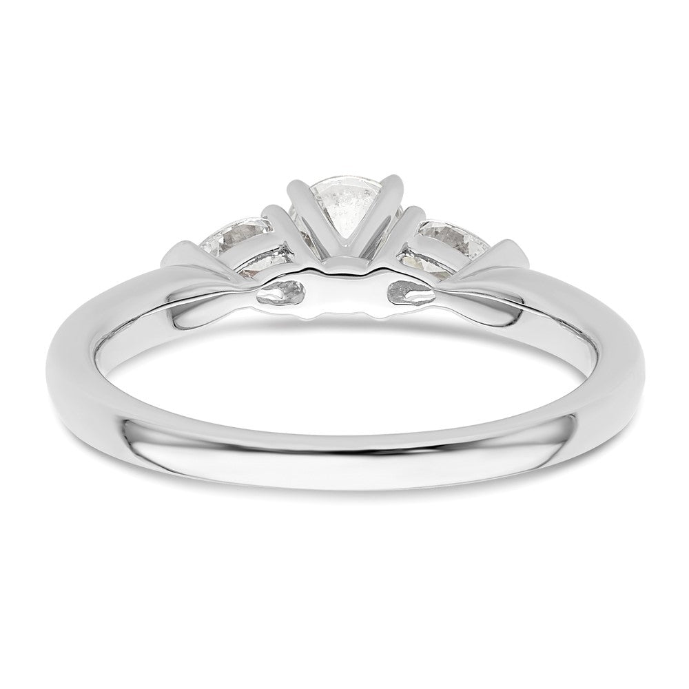 14K White Gold 3 Stone Peg Set Center Pear Diamond Semi Mount Engagement Ring