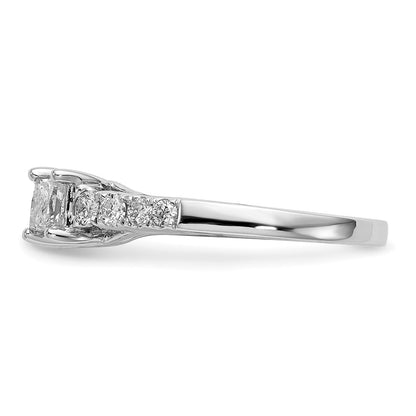 14K White Gold 3 Stone Plus Peg Set Center Semi Mount Princess Diamond Engagement Ring