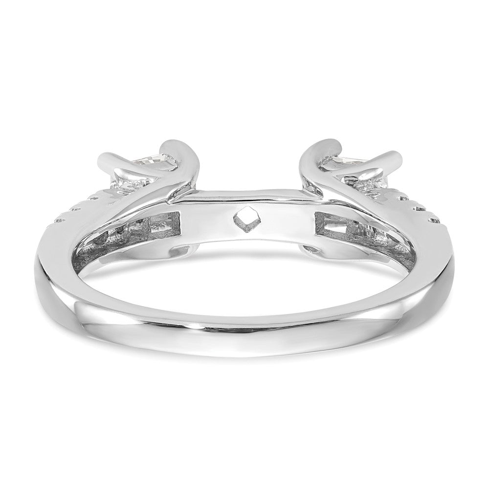 14K White Gold 3 Stone Plus Peg Set Center Semi Mount Princess Diamond Engagement Ring