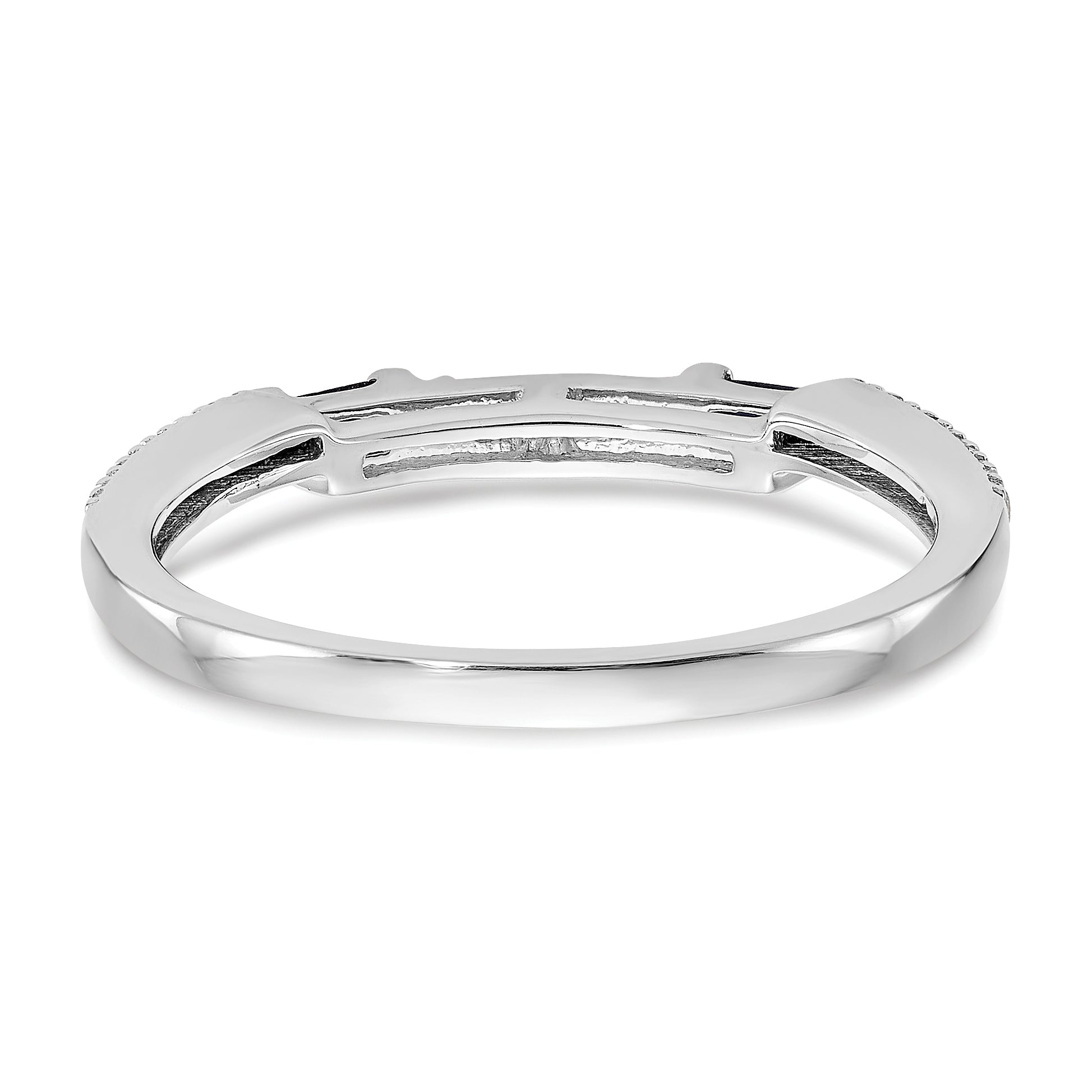 14K White Gold 1/10 Carat Diamond And Sapphire Complete Wedding Band
