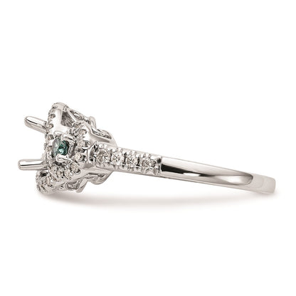 14K White Gold Blue And Diamond Semi Mount Including 2 Sapphire Side Stones Engagement Ring