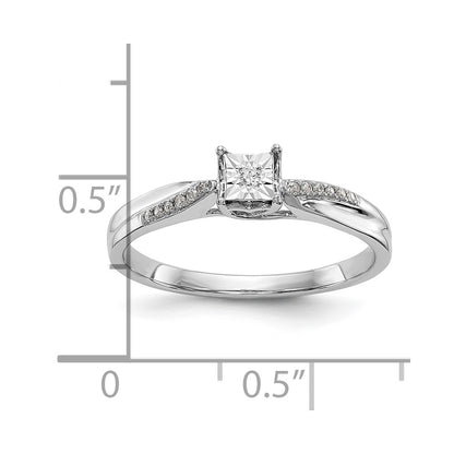 10K White Gold Square Illusion 1/20 Carat Diamond Complete Engagement Ring