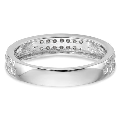 10K White Gold 1/10 Carat Diamond Trio Ladies Complete Wedding Band