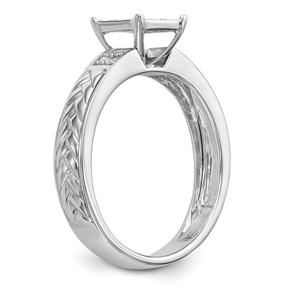 10K White Gold Square Cluster 1/6 Carat Diamond Trio Complete Engagement Ring