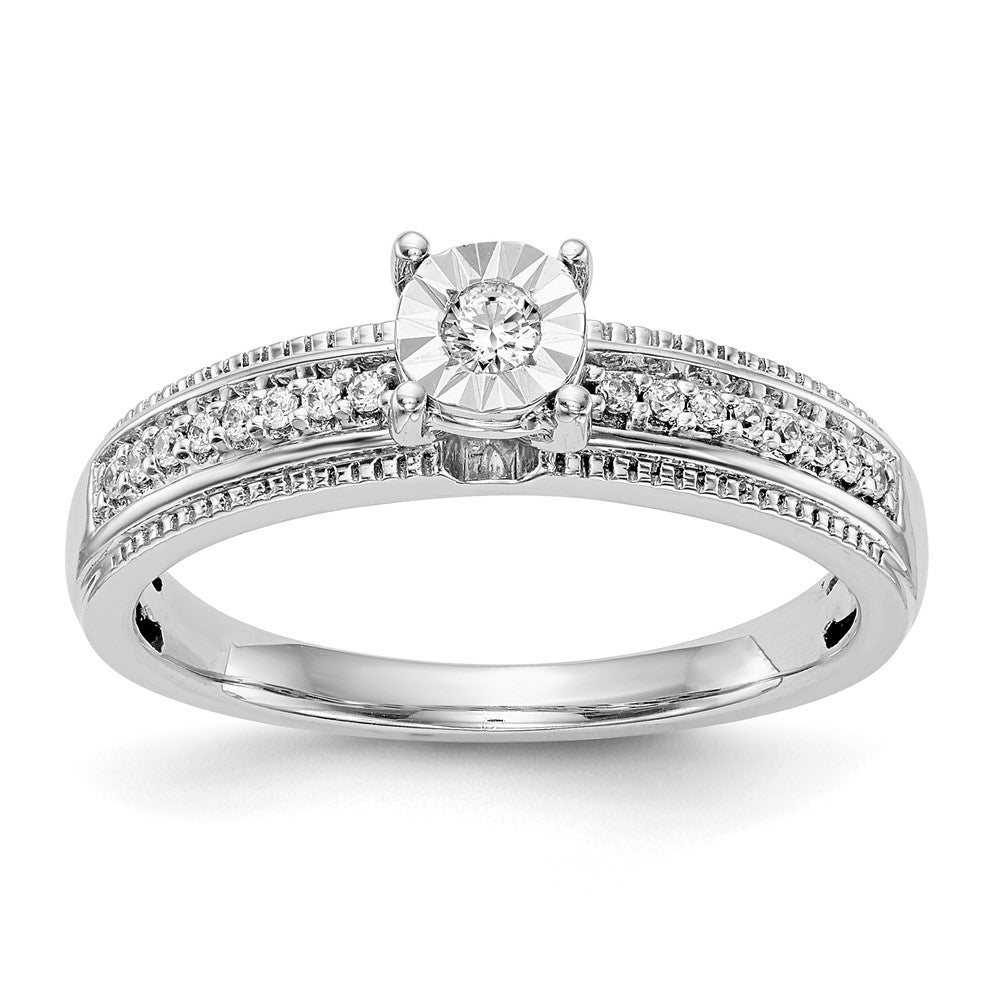 0.12ct. CZ Solid Real 14K White Gold Complete Trio Engagement Ring