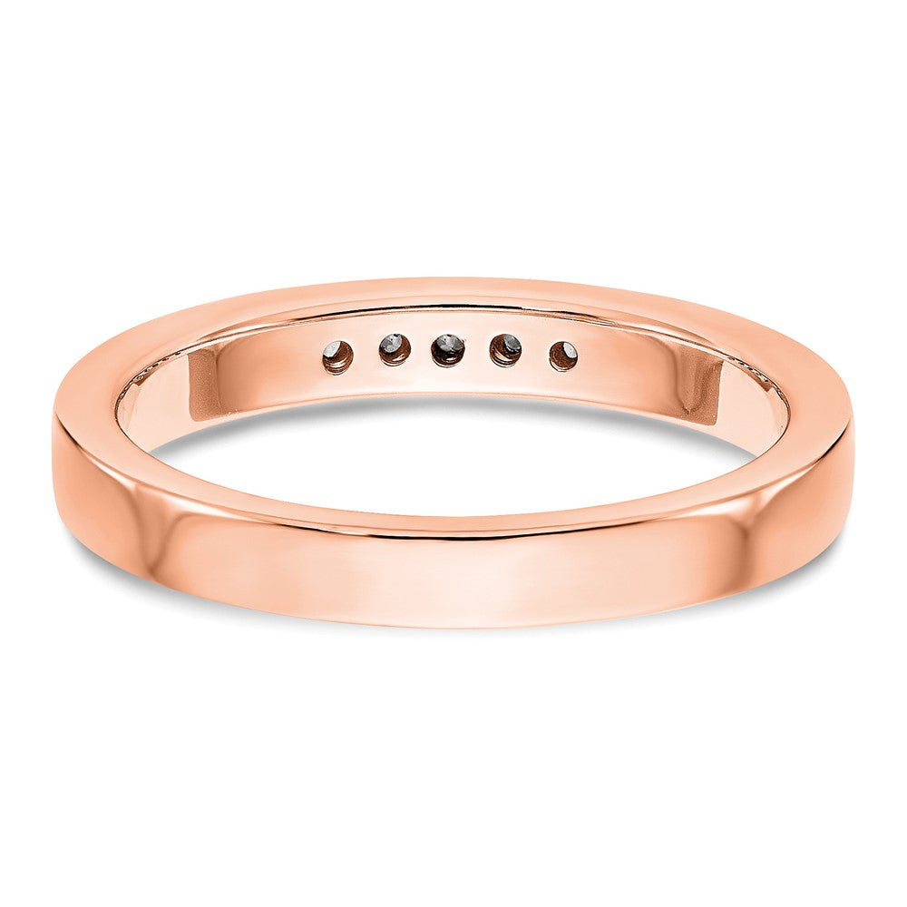 0.09ct. CZ Solid Real 14K Rose Gold 5-Stone Channel Wedding Band Ring