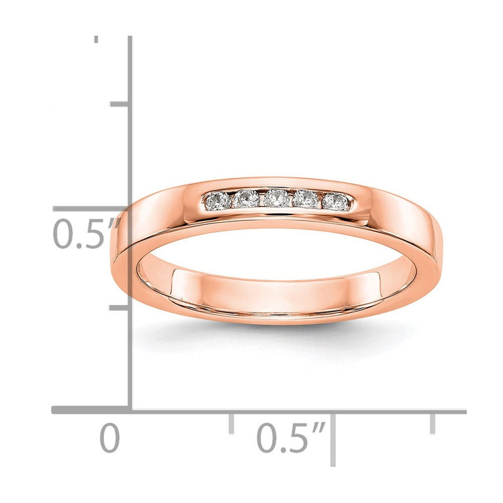 0.09ct. CZ Solid Real 14K Rose Gold 5-Stone Channel Wedding Band Ring