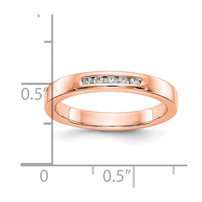 0.09ct. CZ Solid Real 14K Rose Gold 5-Stone Channel Wedding Band Ring