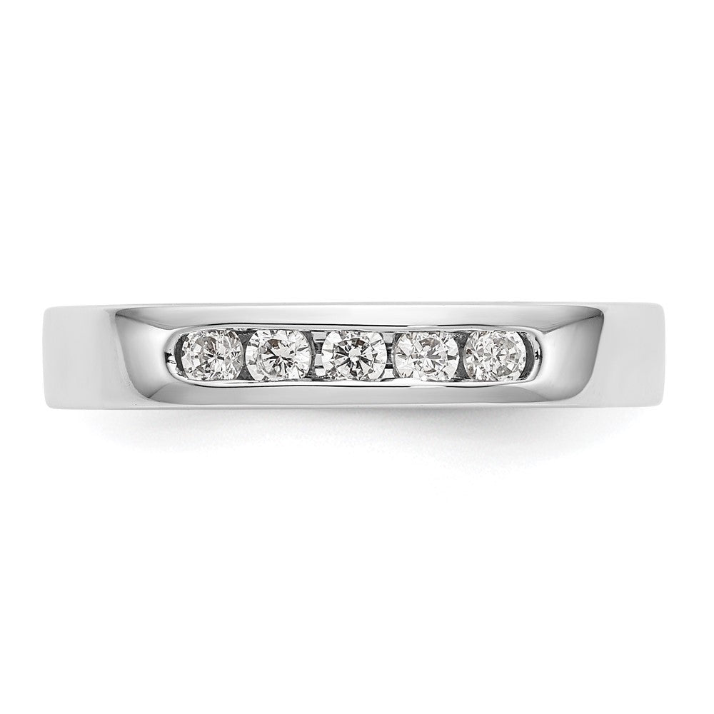 14K White Gold 5 Stone 1/4 Carat Round Diamond Complete Channel Band
