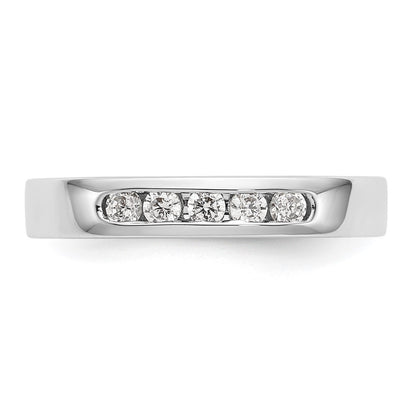 14K White Gold 5 Stone 1/4 Carat Round Diamond Complete Channel Band