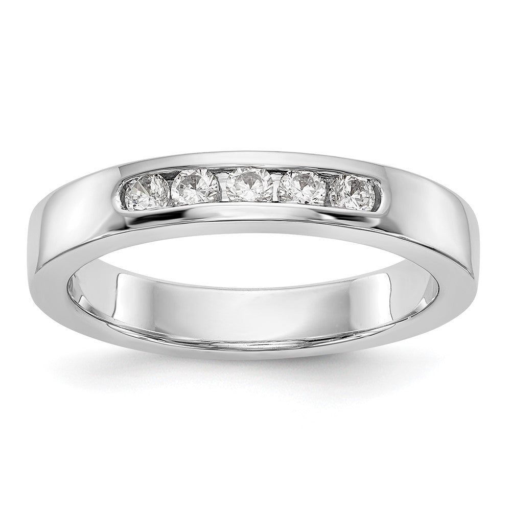 14K White Gold 5 Stone 1/4 Carat Round Diamond Complete Channel Band