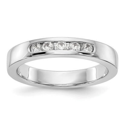 14K White Gold 5 Stone 1/4 Carat Round Diamond Complete Channel Band