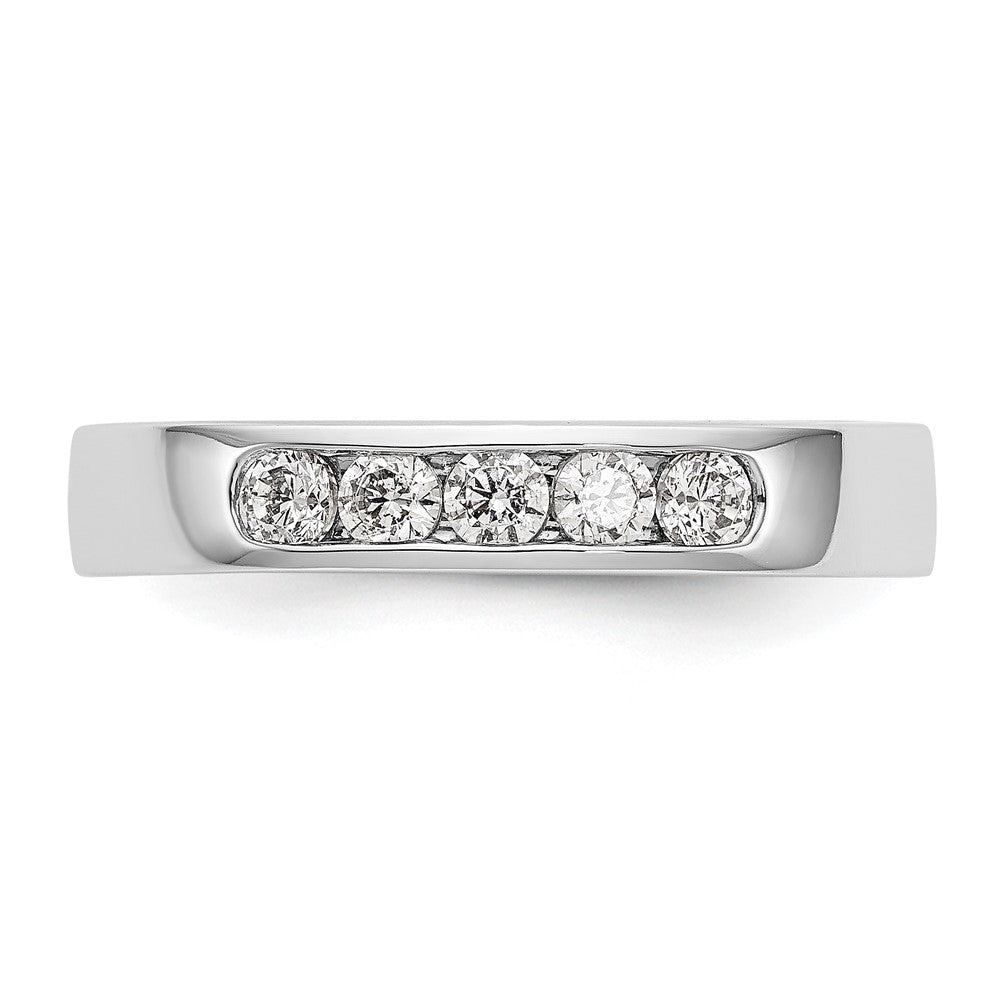 14K White Gold 5 Stone 1/3 Carat Round Diamond Complete Channel Band