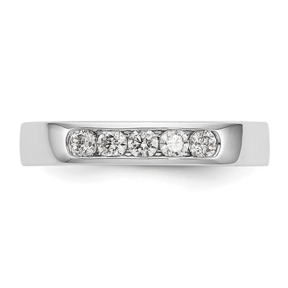 14K White Gold 5 Stone 1/3 Carat Round Diamond Complete Channel Band