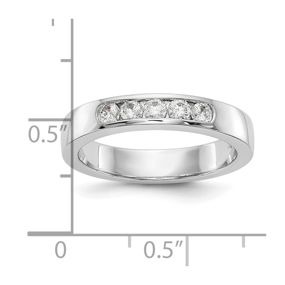 14K White Gold 5 Stone 1/3 Carat Round Diamond Complete Channel Band
