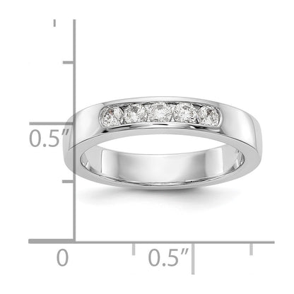 14K White Gold 5 Stone 1/3 Carat Round Diamond Complete Channel Band