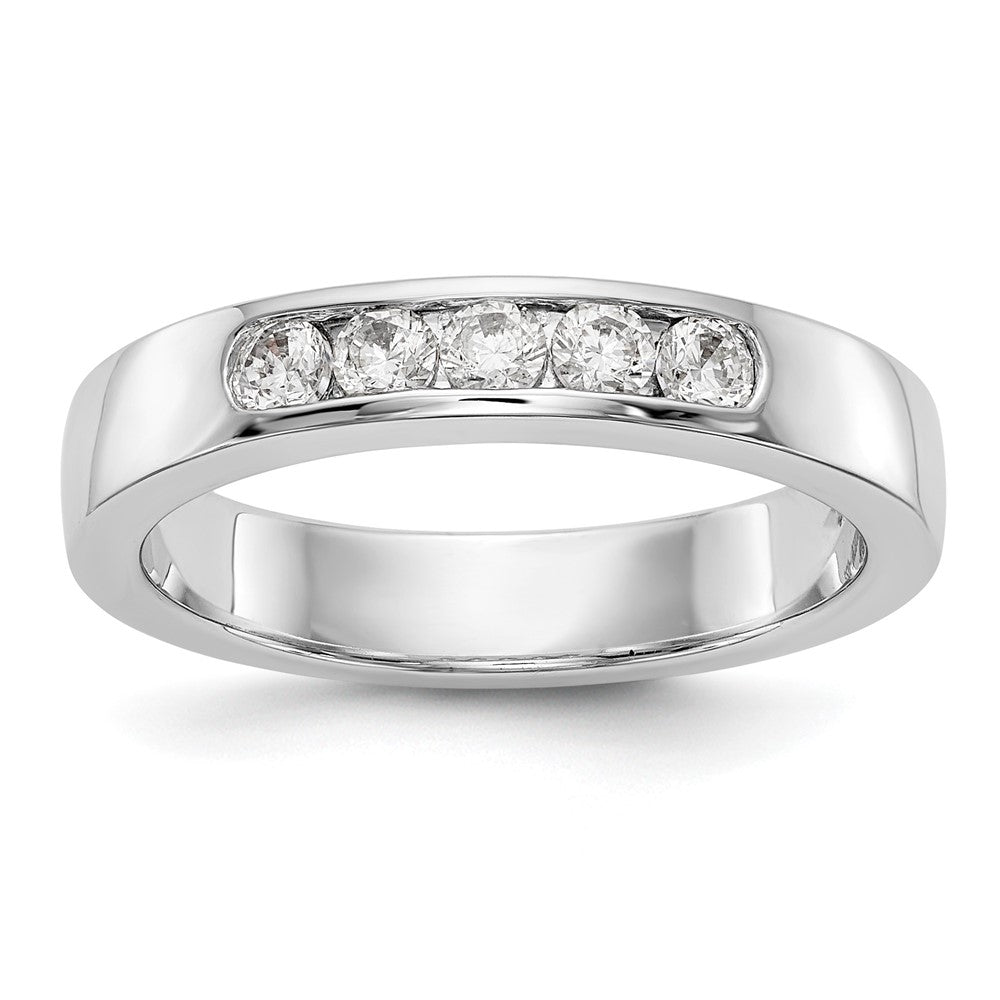 14K White Gold 5 Stone 1/3 Carat Round Diamond Complete Channel Band
