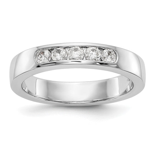 14K White Gold 5 Stone 1/3 Carat Round Diamond Complete Channel Band