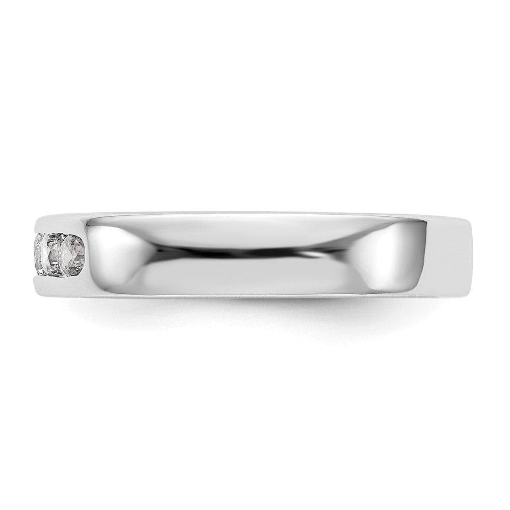 14K White Gold 5 Stone 1/3 Carat Round Diamond Complete Channel Band