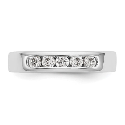 14K White Gold 5 Stone 1/3 Carat Round Diamond Complete Channel Band