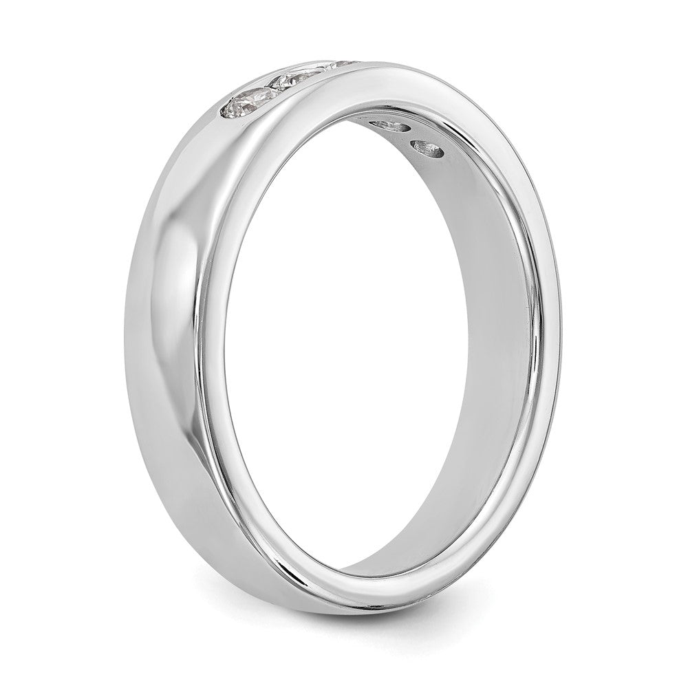 14K White Gold 5 Stone 1/3 Carat Round Diamond Complete Channel Band