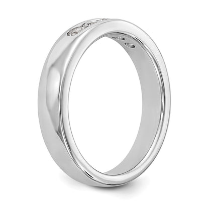 14K White Gold 5 Stone 1/3 Carat Round Diamond Complete Channel Band