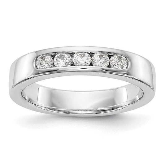 14K White Gold 5 Stone 1/3 Carat Round Diamond Complete Channel Band