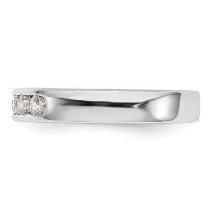 14K White Gold 5 Stone 1/2 Carat Round Diamond Complete Channel Band