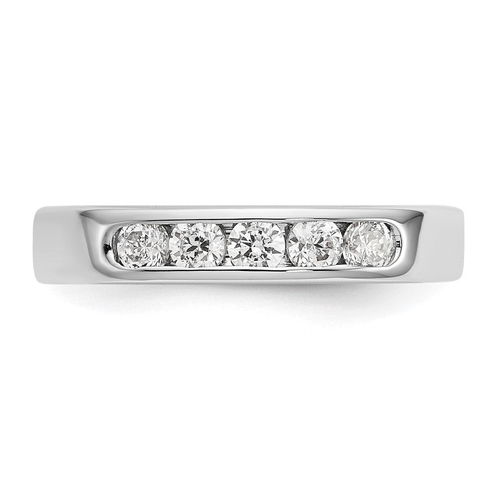 14K White Gold 5 Stone 1/2 Carat Round Diamond Complete Channel Band