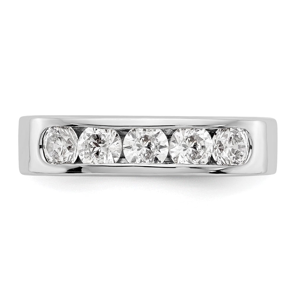 14K White Gold 5 Stone 1 Carat Round Diamond Complete Channel Band