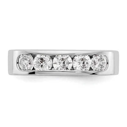 14K White Gold 5 Stone 1 Carat Round Diamond Complete Channel Band