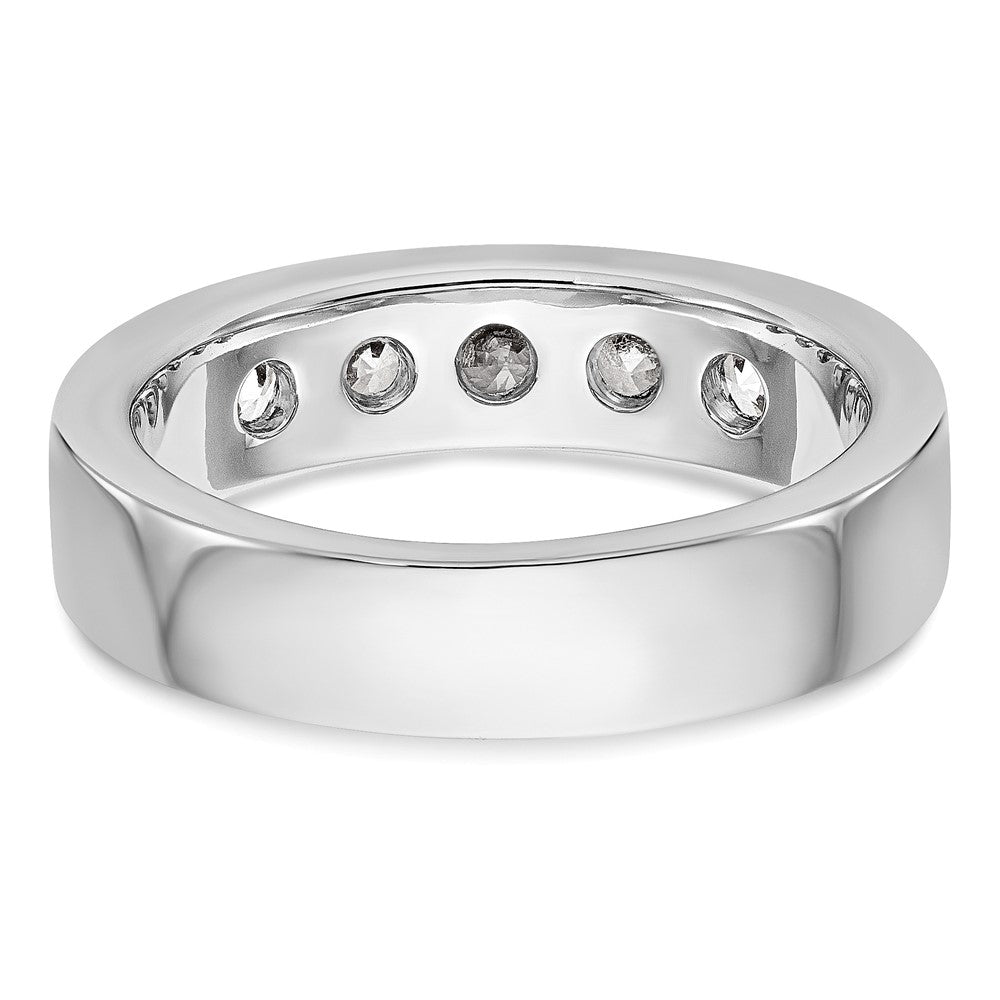 14K White Gold 5 Stone 1 Carat Round Diamond Complete Channel Band