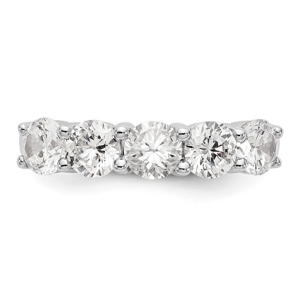 14K White Gold 5 Stone Shared Prong 1.65 Carat Complete Round Diamond Band