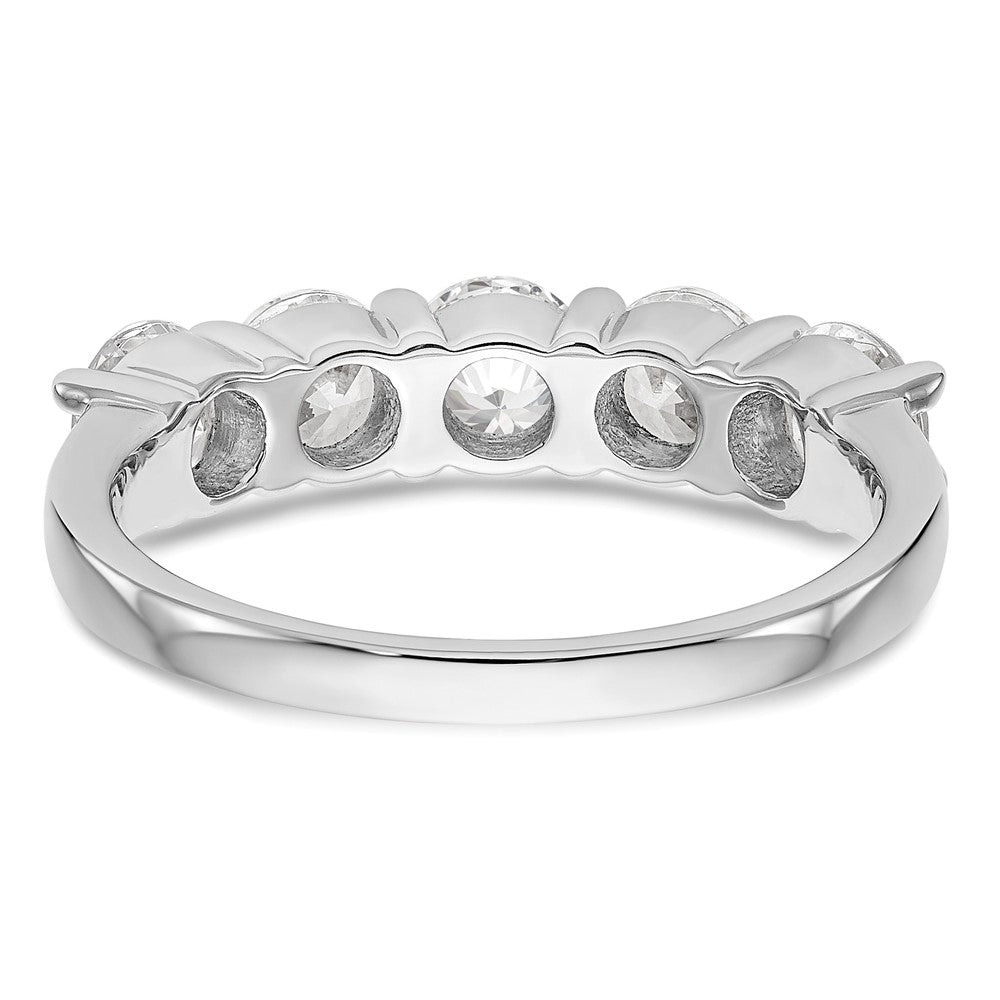 14K White Gold 5 Stone Shared Prong 1.65 Carat Complete Round Diamond Band