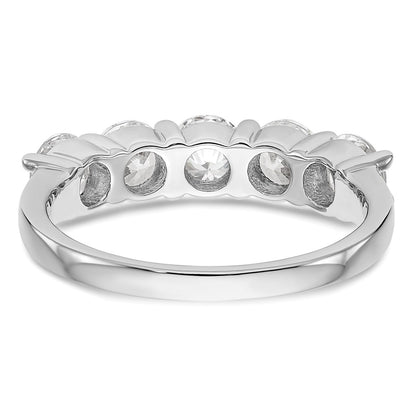 14K White Gold 5 Stone Shared Prong 1.65 Carat Complete Round Diamond Band