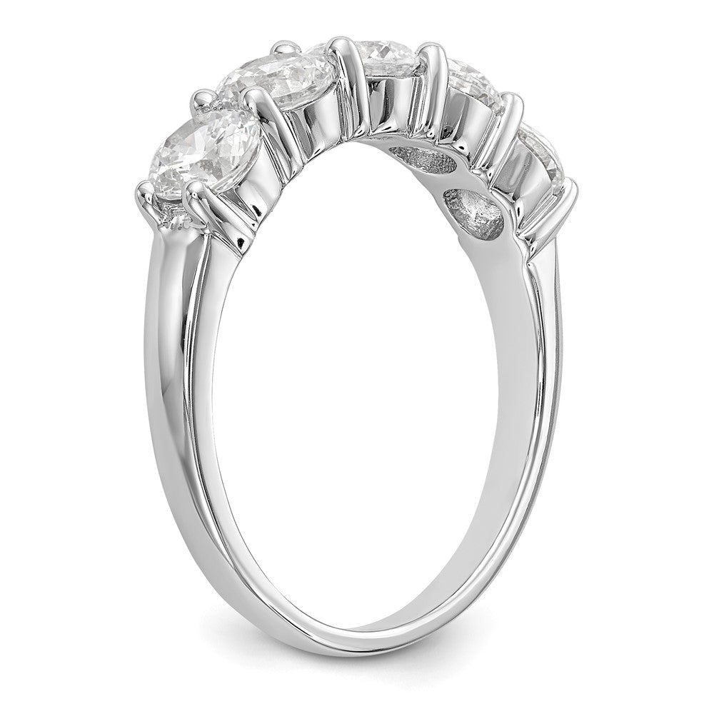 14K White Gold 5 Stone Shared Prong 1.65 Carat Complete Round Diamond Band