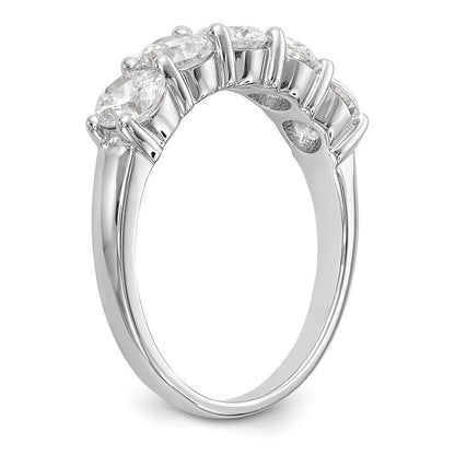 14K White Gold 5 Stone Shared Prong 1.65 Carat Complete Round Diamond Band